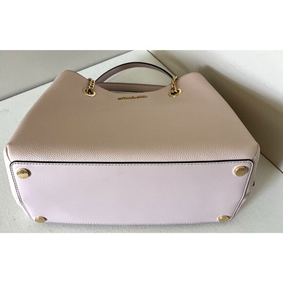 New Michael Kors Teagen Long Drop Satchel Pebble Leather Powder Blush - Picture 3 of 6